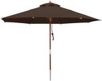 anndora 30001 Sonnenschirm, braun, 300 cm rund, Gestell Holz, Bespannung Polyester,