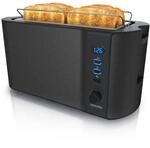 Arendo - Edelstahl Toaster Langschlitz 4 Scheiben - Defrost Funktion -