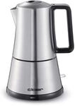 Cloer 5928 Moka Maker, "Espressokocher elektrisch", 3-6 Tassen, Edelstahleinsatz,