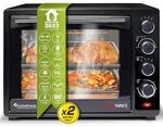 TurboTronic Minibackofen mit Umluft 35l schwarz 1600W, Mini Backofen mit 2