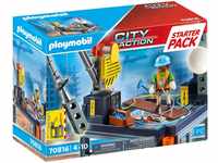PLAYMOBIL City Action 70816 Starter Pack Baustelle mit Seilwinde, Spielzeug für