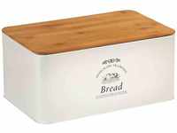 Kesper 1804563 Brotbox aus Weißblech und Bambus im