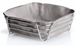 blomus -DELARA- Brotkorb L aus verchromtem Stahl, Moonbeam, Baumwoll-Stofftasche,