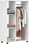 HOMCOM Kleiderschrank auf Rollen, Mobile Garderobe, 1 Kleiderstange, 3 Regale,
