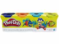 Play-Doh Hasbro B6509EL2-4er Pack, dunkelblau/orange/neonblau/neongrün, Knete