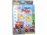 Hama Perlen 3441 Geschenk-Set Feuerwehr mit ca. 2.000 bunten Midi Bügelperlen mit