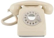 GPO 746ROTARYIVO Retro Telefon mit W&auml;hlscheibe im 70er Jahre Design Creme