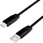 USB 2.0 Anschlusskabel mit Lineal, USB (Typ A) zu USB (Typ C) schwarz, 1m