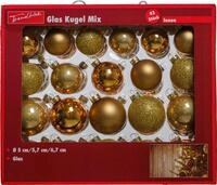 TrendLine Weihnachtskugeln aus Glas &Oslash; 5/5,7/6,7 cm Gold 42 St&uuml;ck Christbaum- &