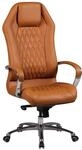 FineBuy B&uuml;rostuhl Monterey Caramel Echt-Leder Schreibtischstuhl XXL Polsterung