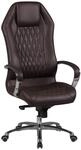 FineBuy B&uuml;rostuhl Monterey Braun Echt-Leder Schreibtischstuhl XXL Polsterung Design