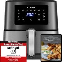 KLAMER Hei&szlig;luftfritteuse 5,5l XXL, &ouml;lfreie Friteuse, 1700W Airfryer mit