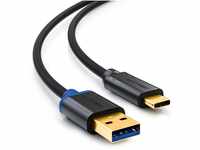 deleyCON 1,5m USB-C 3.0 Ladekabel Schnellladekabel USB 3.1 Gen 1 Typ-C auf USB...