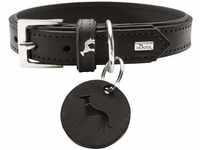 HUNTER LARVIK Hundehalsband, Leder, schlicht, elegant, komfortabel, 60 (M-L), schwarz