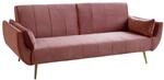 invicta INTERIOR Retro Schlafsofa DIVANI 220cm Altrosa Samt goldene F&uuml;&szlig;e