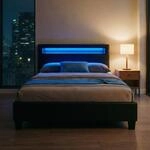 CARO-M&ouml;bel Polsterbett MIRASOL 120x200 cm, Schwarz - Einzelbett mit LED Beleuchtung