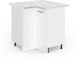 Vicco Eckunterschrank R-Line, Wei&szlig; Hochglanz, 75.6 cm, AP Marmor, zur freien