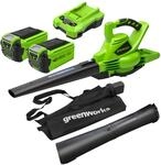 Greenworks 40V Akku Laubsauger/ Laubbl&auml;ser mit b&uuml;rstenlosem Motor, 370 km/h,