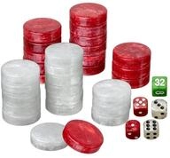Philos Set of Backgammon Pieces/Checkers, 40mm, Red/White, Plastic