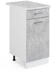 Vicco K&uuml;chenunterschrank R-Line, Beton, 40 cm, AP Marmor, zur freien...