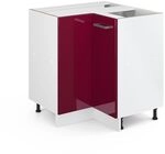 Vicco Eckunterschrank R-Line, Rot Hochglanz, 75.6 cm ohne Arbeitsplatte, zur...