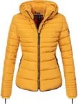 MARIKOO Damen warme Winter Steppjacke mit Kapuze Amber Gelb Gr. XXL