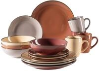 M&Auml;SER 931871 Metallic Rim, Modernes Geschirr Set f&uuml;r 4 Personen mit messingfarbenem