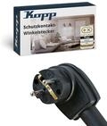 Kopp Schutzkontakt-Winkelstecker in Schwarz - Vollgummi-Stecker mit Knickschutzh&uuml;lle