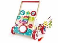 Hape My First Musical Walker, Wooden Push Along Baby Walker Trainer with Music Box &