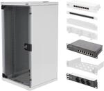 DIGITUS 10-Zoll Set &ndash; Netzwerk-Schrank 12 HE SOHO-Serie Grau &ndash; Fachboden &ndash;