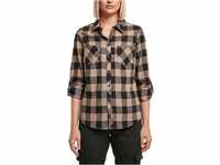 Urban Classics Damen Ladies Turnup Checked Flanell Shirt Hemd, black/softtaupe, S