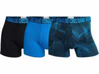 CR7 Herren 3-Pack Men's Cotton Trunk Badehose, Black, Blue, Sports Blue, XL