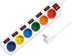 LogiLink LPS259 - 6-fach Steckdosenleiste (CEE 7/3), mit 7x Ein/Aus Schalter, mit