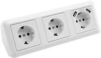 MC POWER Steckdosenblock Ecksteckdose | CUP | Unterbausteckdosen, USB-Steckdose 3x