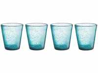 BUTLERS Trinkglas, 4x Gläser Set mit Luftblasen 290ml aus Glas Blau, ideal als