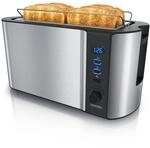 Arendo - Edelstahl Toaster Langschlitz 4 Scheiben - Defrost Funktion -