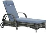 Outsunny Sonnenliege Polyrattan Gartenliege mit 5-Fach Verstellbarer R&uuml;cklehne,