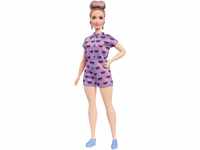 Mattel Barbie FJF40 Fashionista Puppe im Jumpsuit mit Kussmund Print