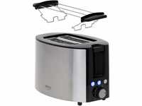 CAMRY CR 3215 Edelstahl Toaster 2 Scheiben, 850 W, mit Funktionen: Aufwärmen,