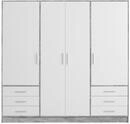 FORTE Jupiter Schrank 200 210, Kleiderschrank, Dreht&uuml;renschrank, 4-t&uuml;rig, mit 6