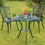 MERXX Bistro-Set Lugano gr&uuml;n , 3tlg. aus Aluminiumguss