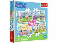 Trefl TR34359 , Puzzle, Ferienerinnerungen, von 12 bis 24 Teilen, 4 Sets, Peppa Pig,