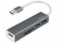 LogiLink UA0306 USB 3.0 HUB, 3-Port, mit Card Reader Anthrazit