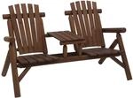 Outsunny Gartenbank mit Tisch Gartenm&ouml;bel 2 St&uuml;hle Braun 157 x 88 x 103 cm