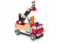 Janod - Brico'Kids Feuerwehrauto aus Holz zum Zusammenbauen - Bausatz mit 45 Teilen +