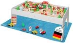 Coemo Spieltisch mit Holz-Eisenbahn Set mit 91 Teilen, Basteln |...