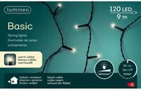 Lumineo Lichterkette Basic warm wei&szlig; -120 LED's - 9 Meter - schwarzes Kabel - Indoor