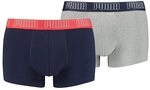 PUMA Mens Basic Men's (2 Pack) Trunks, Blue/Grey Melange, L