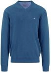 FYNCH-HATTON Pullover aus Baumwolle mit V-Ausschnitt Azure / 4XL