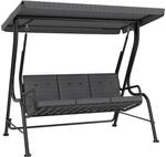 Outsunny Hollywoodschaukel, 3-Sitzer Gartenschaukel, Verstellbares Sonnendach,